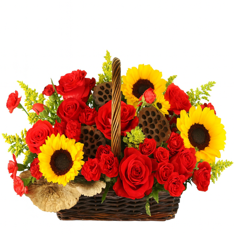 Thanksgiving flower delivery Brentwood CA: elegant floral arrangement in a pumpkin for autumn.