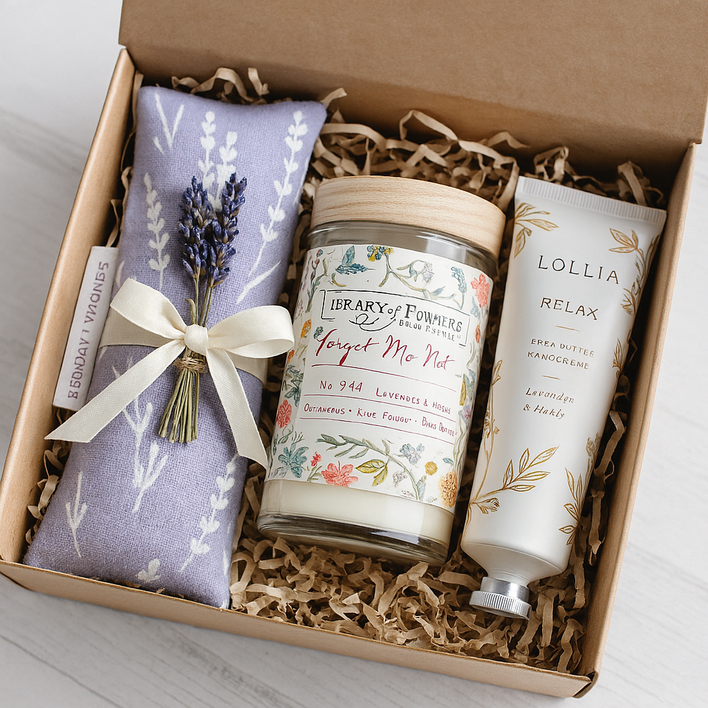 Hygge Gift Baskets Brentwood CA 94513 featuring raspberry tea, a spoon, and decorative crate.