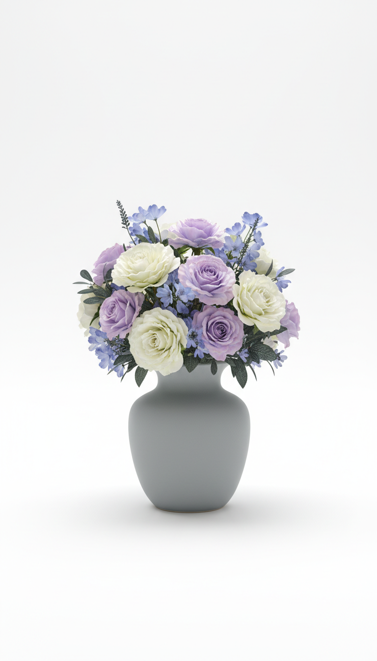 Fog Grey Ceramic Vase with Mixed Florals