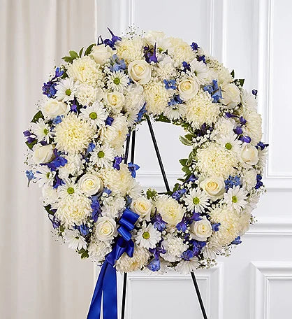 True Blue Funeral Wreath