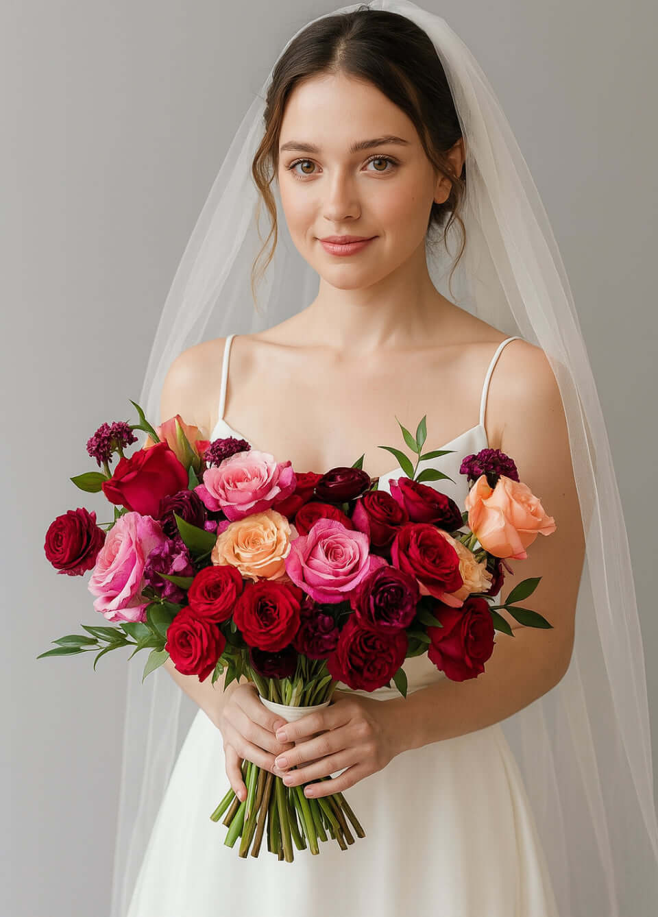 Tropical wedding bouquet in the hands of a bride, perfect for beach weddings in Brentwood, CA 94513.