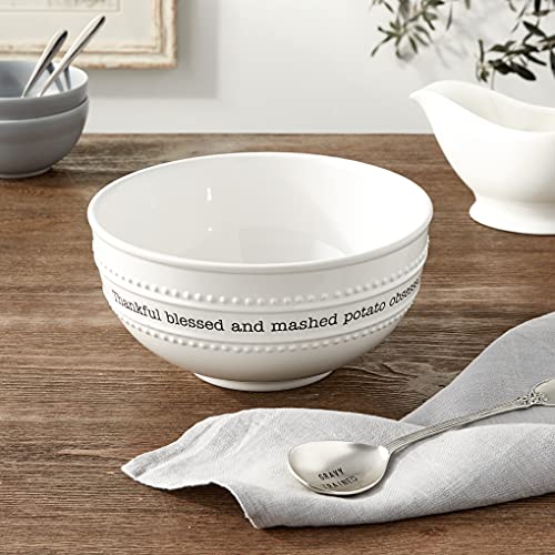 Farmhouse Mashed Potato Serving Bowl and Spoon Set, White