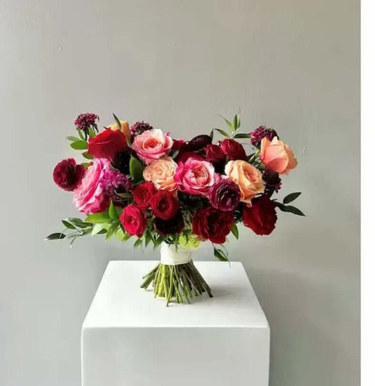 Gem Tones Bridal Bouquet with vibrant roses, ideal for flower delivery Brentwood CA 94513 and local florists.