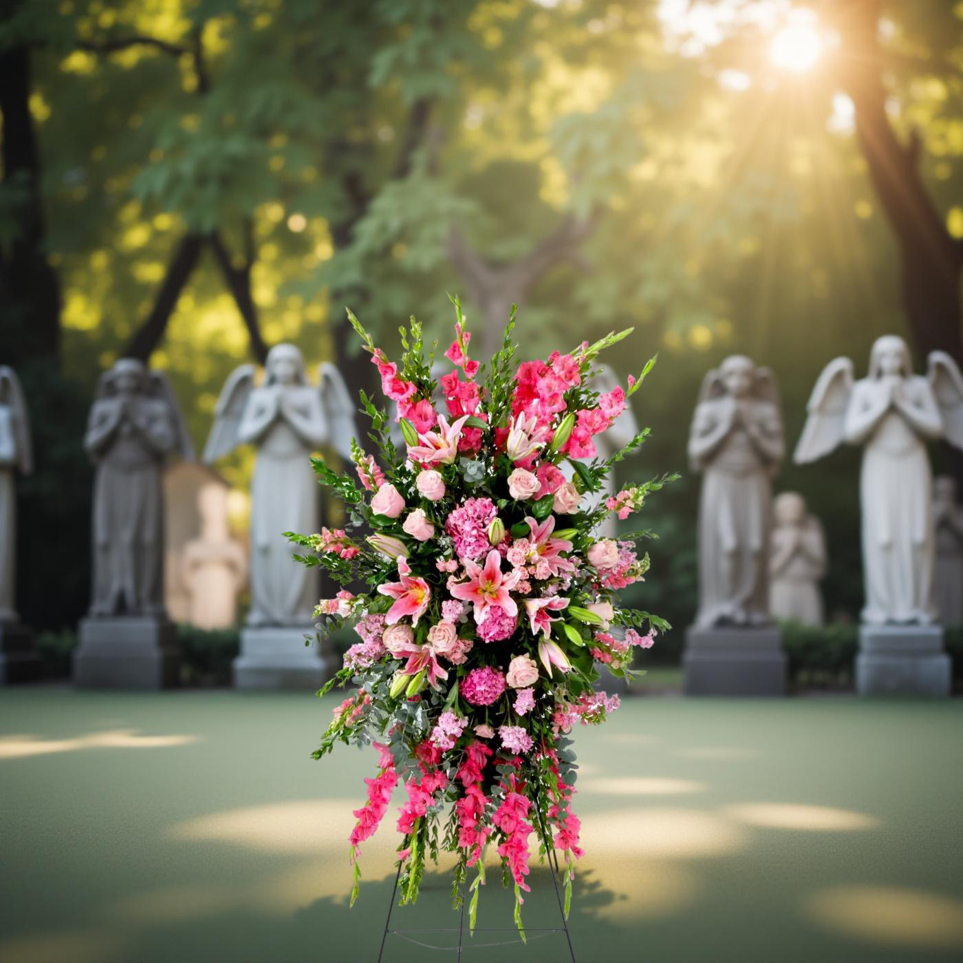 Graceful Farewell Pink Standing Spray