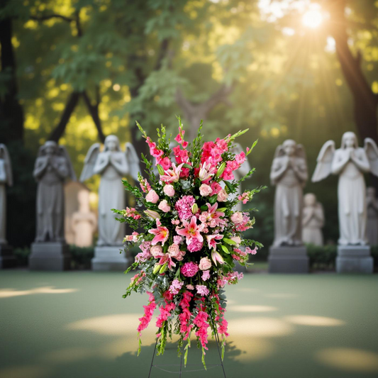 Graceful Farewell Pink Standing Spray