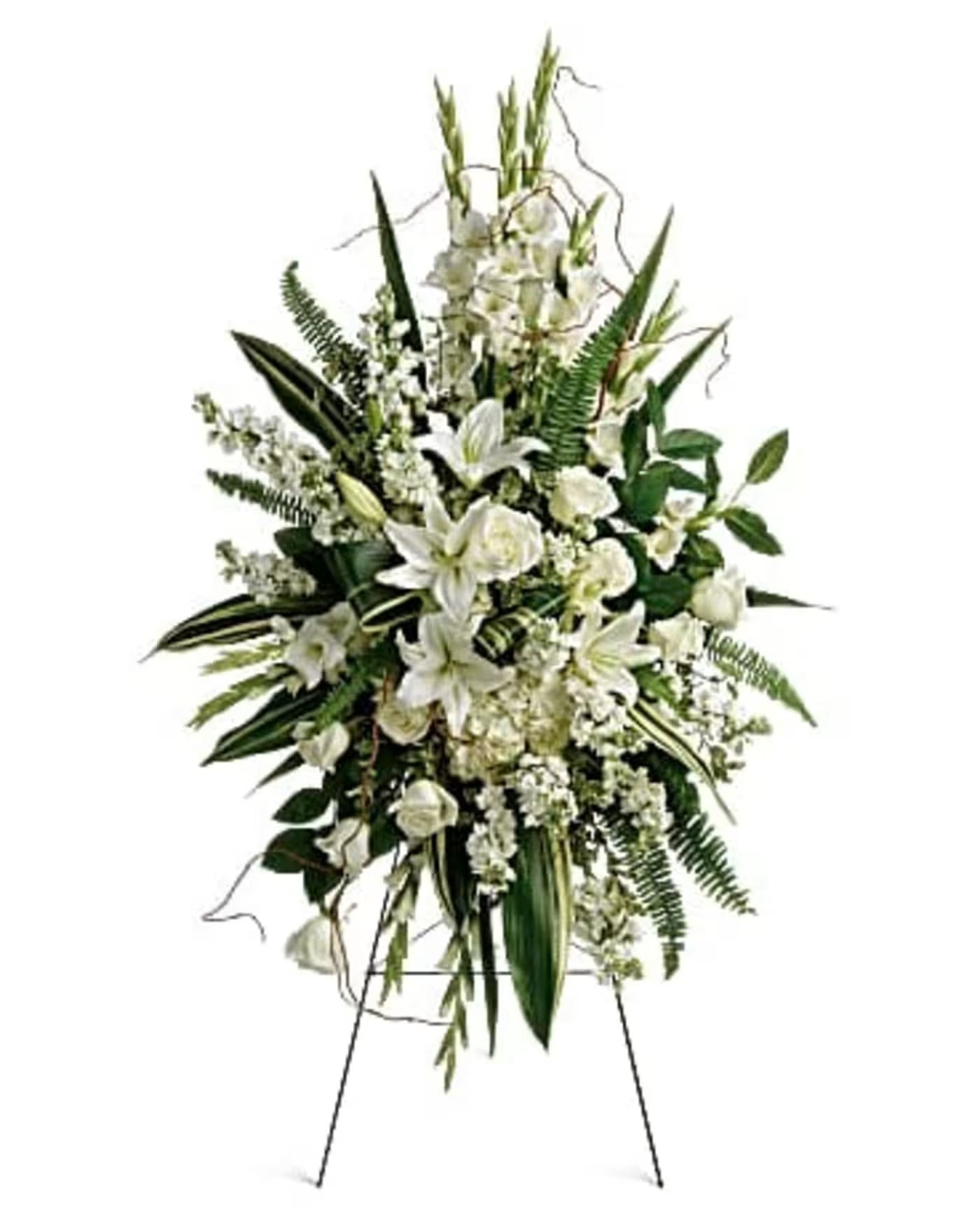 Elegant Green & White Standing Funeral Spray