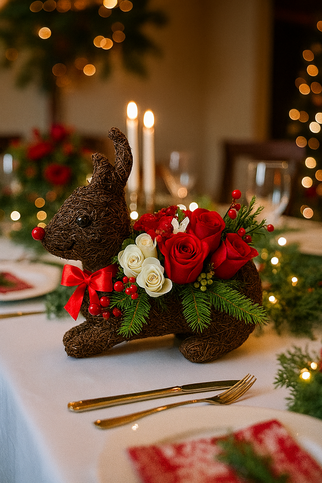 Holiday Reindeer Floral Arrangement - $55.00